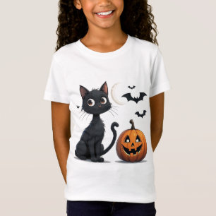 Schattige zwarte kat met pompoen Halloween 🎃 T-shirt