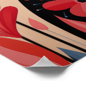 Schattige zwarte kat met roze bloemen poster (Hoek)