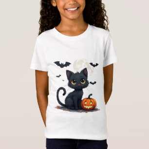 Schattige Zwarte Kat Met Vleermuizen Halloween 🎃 T-shirt