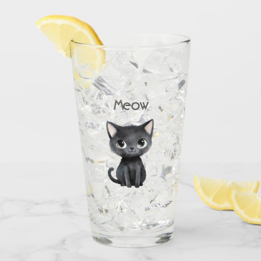 Schattige Zwarte Kat Miauw Glas (Voorkant ijs)