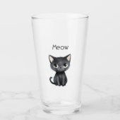 Schattige Zwarte Kat Miauw Glas (Voorkant)