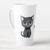 Schattige Zwarte Kat Miauw Latte Mok (Linkerhoek)