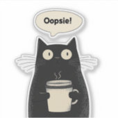 Schattige zwarte kat minimalistische koffie opsie  sticker (Voorkant)