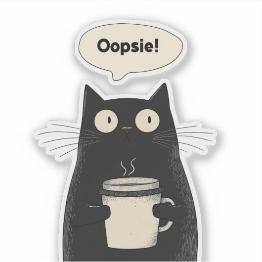 Schattige zwarte kat minimalistische koffie opsie  sticker (Voorkant)