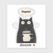 Schattige zwarte kat minimalistische koffie opsie  sticker (Vel)