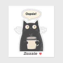 Schattige zwarte kat minimalistische koffie opsie sticker