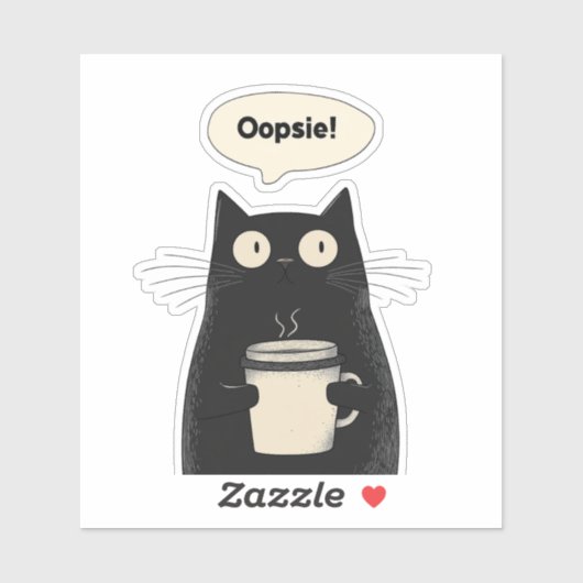 Schattige zwarte kat minimalistische koffie opsie  sticker (Vel)