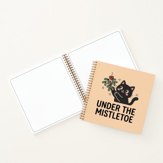 Schattige Zwarte Kat Onder Mistsprankel Kerst Plan Notitieboek (Binnen)