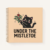 Schattige Zwarte Kat Onder Mistsprankel Kerst Plan Notitieboek (Voorkant)