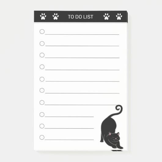 Schattige zwarte kat op zwart-witte post-it notiti post-it® notes (Voorkant)
