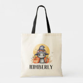 Schattige Zwarte Kat Persoonlijke Halloween Tote Bag (Achterkant)