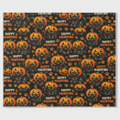 Schattige Zwarte Kat Pompoen Halloween Cadeaupapier (Vlak)