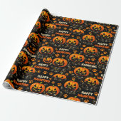 Schattige Zwarte Kat Pompoen Halloween Cadeaupapier (Uitgerold)