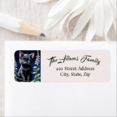 Schattige zwarte kat retour adreslabels etiket (Insitu)