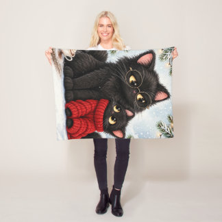 Schattige Zwarte Kat Rode Trui Vliesdeken - Grappi Fleece Deken