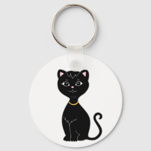 Schattige zwarte kat sleutelhanger