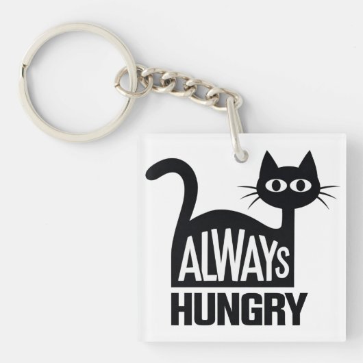 Schattige zwarte kat sleutelhanger (voorkant)