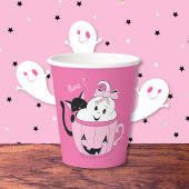 Schattige zwarte kat spook roze Halloween Paper Cu Papieren Bekers