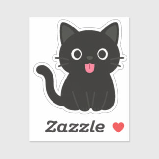 Schattige Zwarte Kat Steekt Tong Uit Sticker