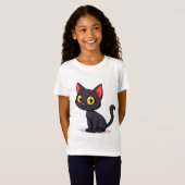 Schattige zwarte kat t-shirt (Voorkant volledig)