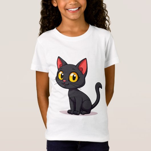 Schattige zwarte kat t-shirt (Voorkant)