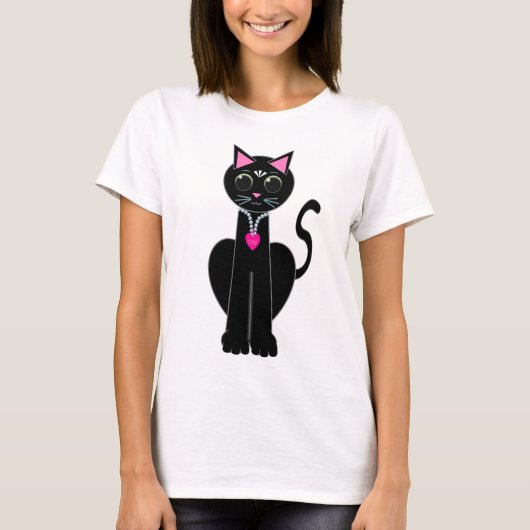 Schattige zwarte kat t-shirt (Voorkant)