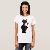 Schattige zwarte kat t-shirt (Voorkant volledig)