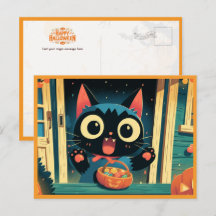 Schattige Zwarte Kat Trick or Treat Halloween