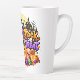 Schattige Zwarte Kat Trick or Treat Halloween Spel Latte Mok