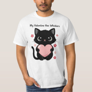 Schattige Zwarte Kat Valentijn Illustratie Romanti T-shirt