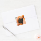 Schattige Zwarte Kat Vierkante Sticker (Envelop)