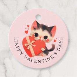 Schattige Zwarte Kat Vintage Kat Valentijnsdag Bedankjes Labels