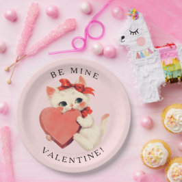 Schattige Zwarte Kat Vintage Wees Van Mij Vriendje Papieren Bordje