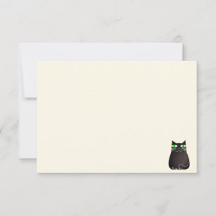 Schattige Zwarte Kat Wit Crème Kleurige Kaart Notitiekaartje