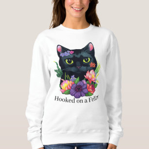Schattige zwarte kat woordspeling bloemen bloem ca trui