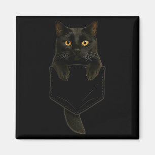 Schattige Zwarte Kat Zak Funny Cadeaus Kattenmoede Magneet