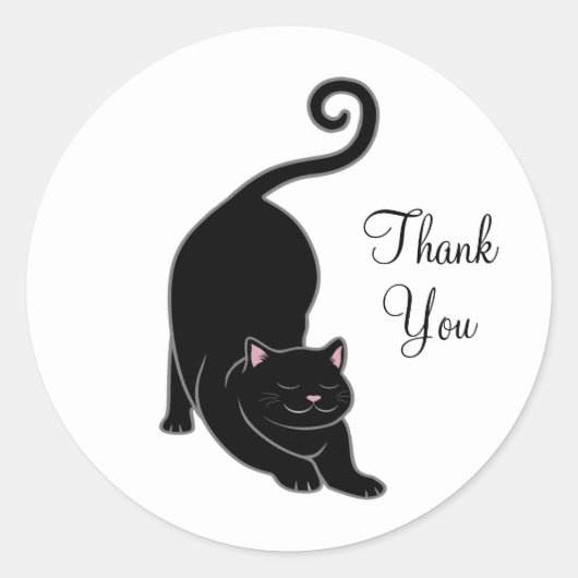 Schattige zwarte katje Bedankt Ronde Sticker (Voorkant)