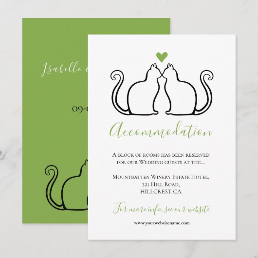 Schattige Zwarte Katten Groen Hart Trouwaccommodat (Voorkant / Achterkant)