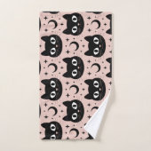 Schattige Zwarte Katten & Hemelse Halloween Bad Handdoek (Handdoek)