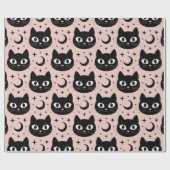 Schattige Zwarte Katten & Hemelse Halloween Cadeaupapier (Vlak)