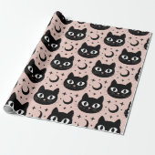 Schattige Zwarte Katten & Hemelse Halloween Cadeaupapier (Uitgerold)