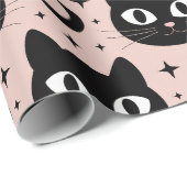 Schattige Zwarte Katten & Hemelse Halloween Cadeaupapier (Rol Hoek)