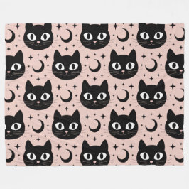 Schattige Zwarte Katten & Hemelse Halloween Fleece Deken