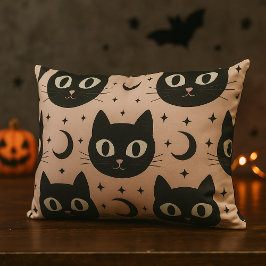 Schattige Zwarte Katten & Hemelse Halloween Kussen