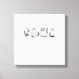 Schattige Zwarte Katten in Geest Kostuum Vrouwen e Canvas Afdruk