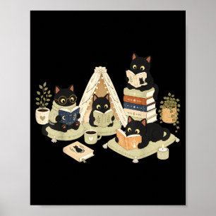 Schattige Zwarte Katten Lezen Boeken Gezellige Lez Poster