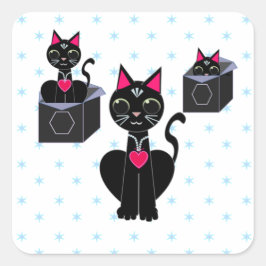 Schattige zwarte katten vierkante sticker
