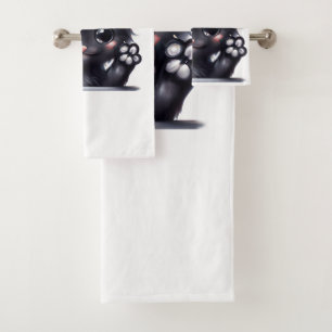 Schattige zwarte Kawaii-kat Bad Handdoek