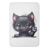 Schattige zwarte Kawaii-kat Badmat (Voorkant Verticaal)