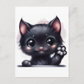 Schattige zwarte Kawaii-kat Briefkaart (Voorkant)
